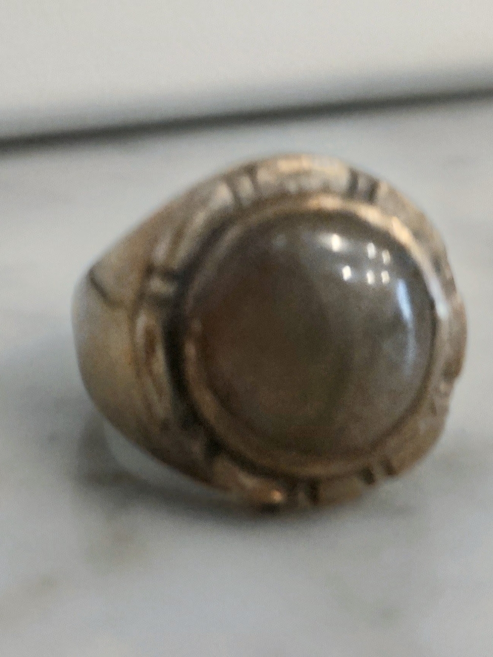 Brass Men's Signet Ring with Stone